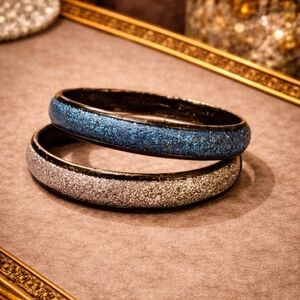 Vintage Glittery Blue and Silver Bangles